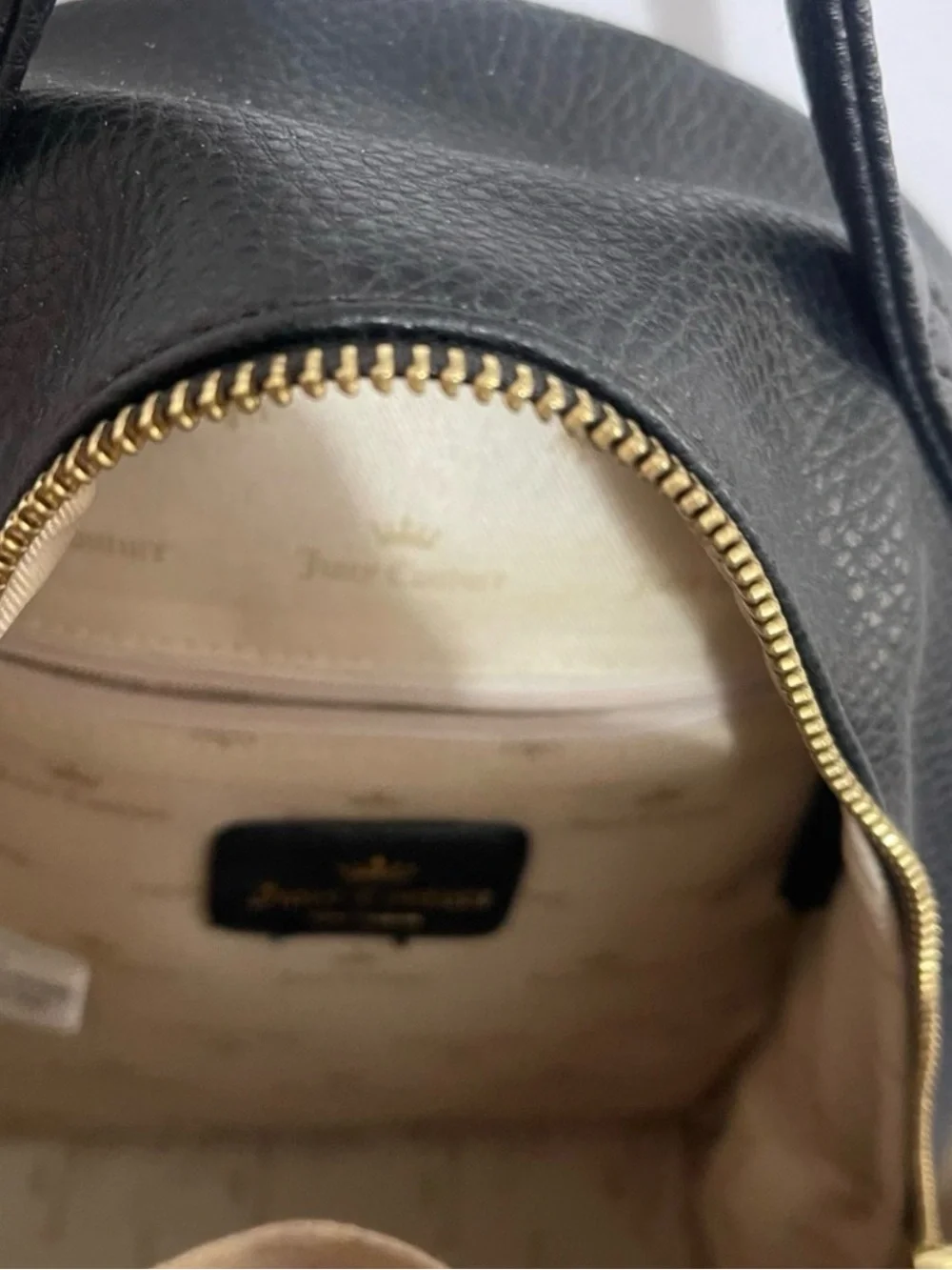 Juicy Couture Black Mini Quilted Backpack with Gold Logo